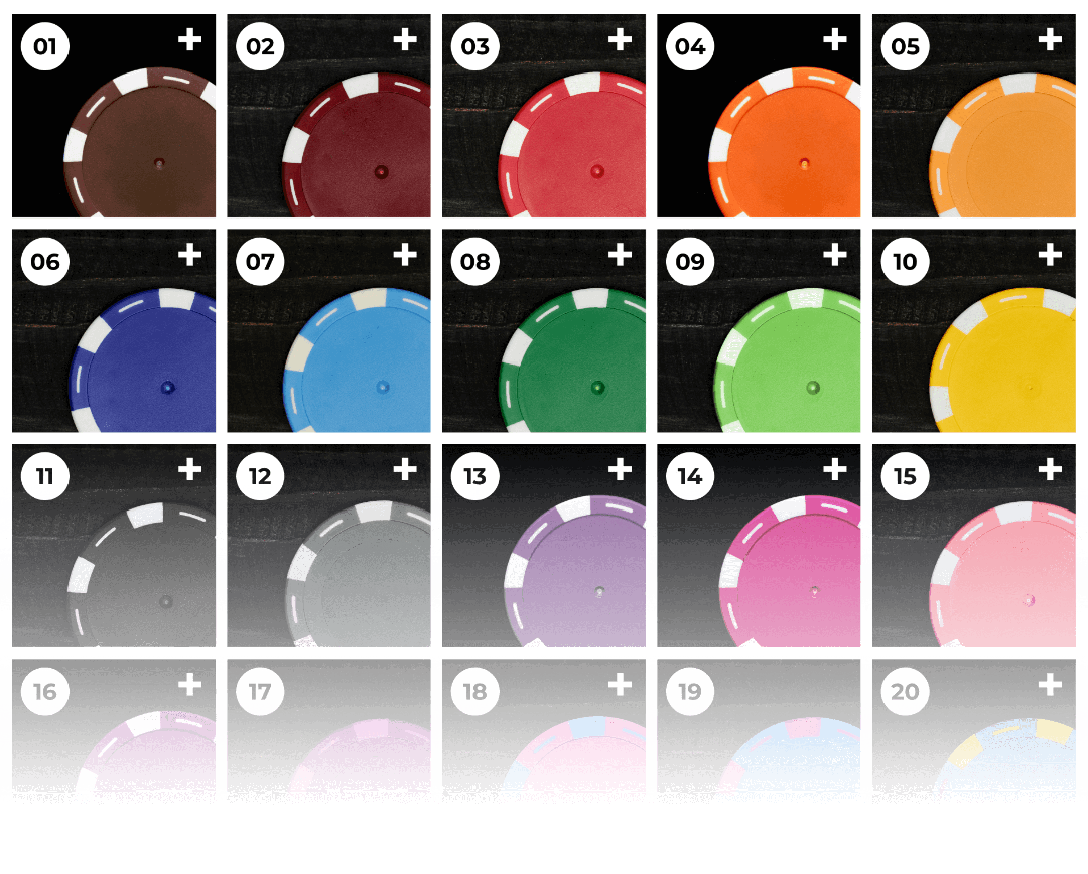 80+ расцветок основы покерных фишек